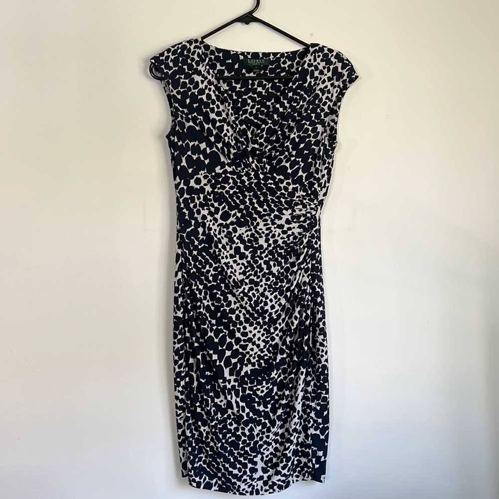 Ralph Lauren Navy Blue Brushstroke Dress | Size 4